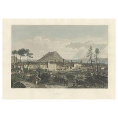 Vue originale et colorée à la main de Nice, ville du sud de la France, vers 1850
