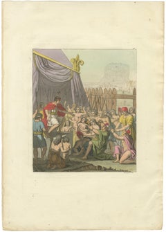 Original Antique Hand-Coloured Engraving of Mayta Capac's Clemency, Peru, c.1821