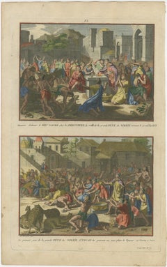 Original Antique Hand-Coloured Engraving of the Inca Sun Festival, Peru, c.1777