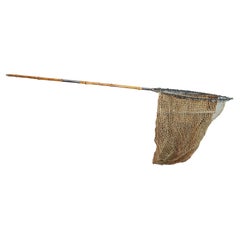 Original Antique Hardy Simplex Folding Bamboo Staff Wading Fishing Net & Sling