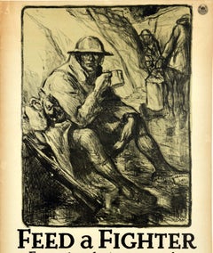 Original Antique Home Front Propaganda Poster Feed A Fighter WWI Wallace Morgan