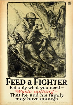 Original Antique Home Front Propaganda Poster Feed A Fighter WWI Wallace Morgan