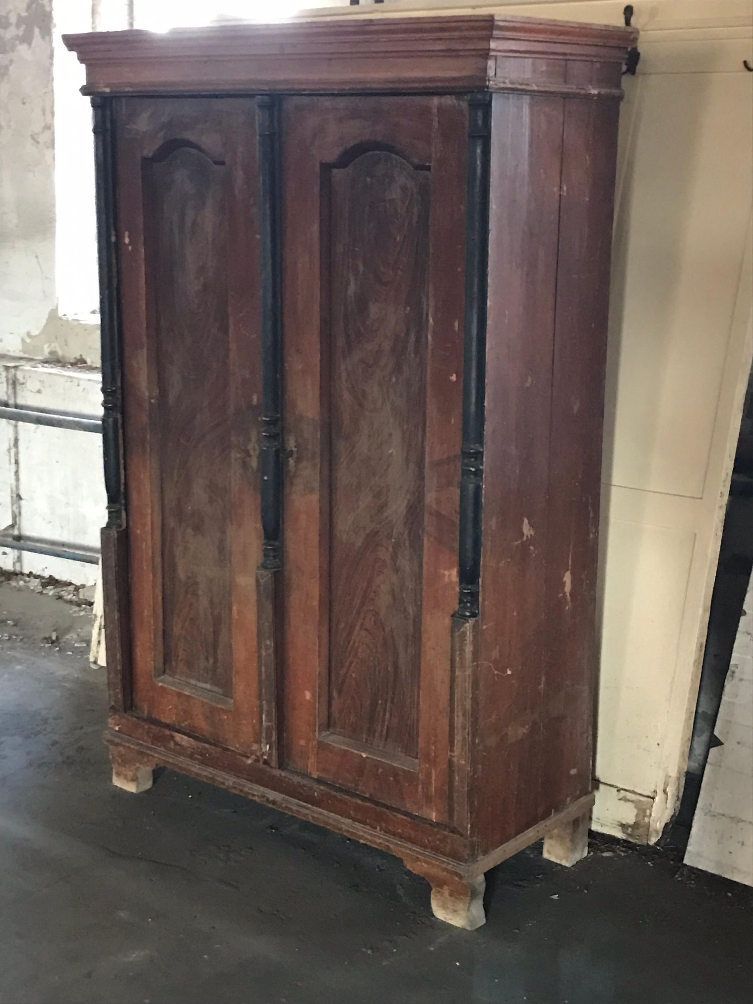 Late 19th Century Original Antique Hungarian Pine Armoire, circa 1880s For Sale