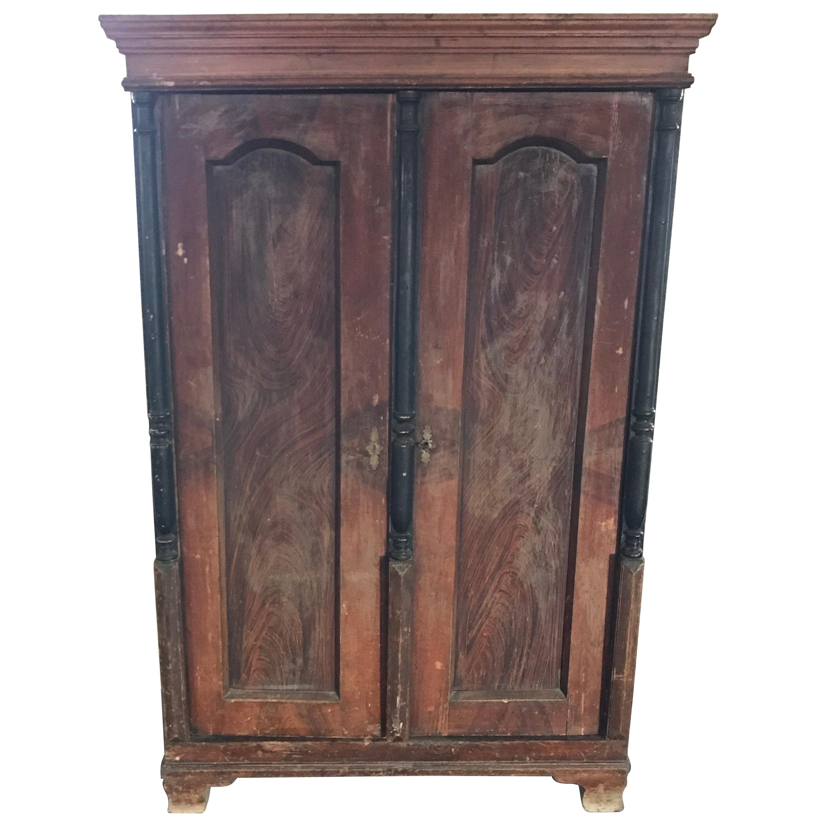 Original Antique Hungarian Pine Armoire, circa 1880s For Sale