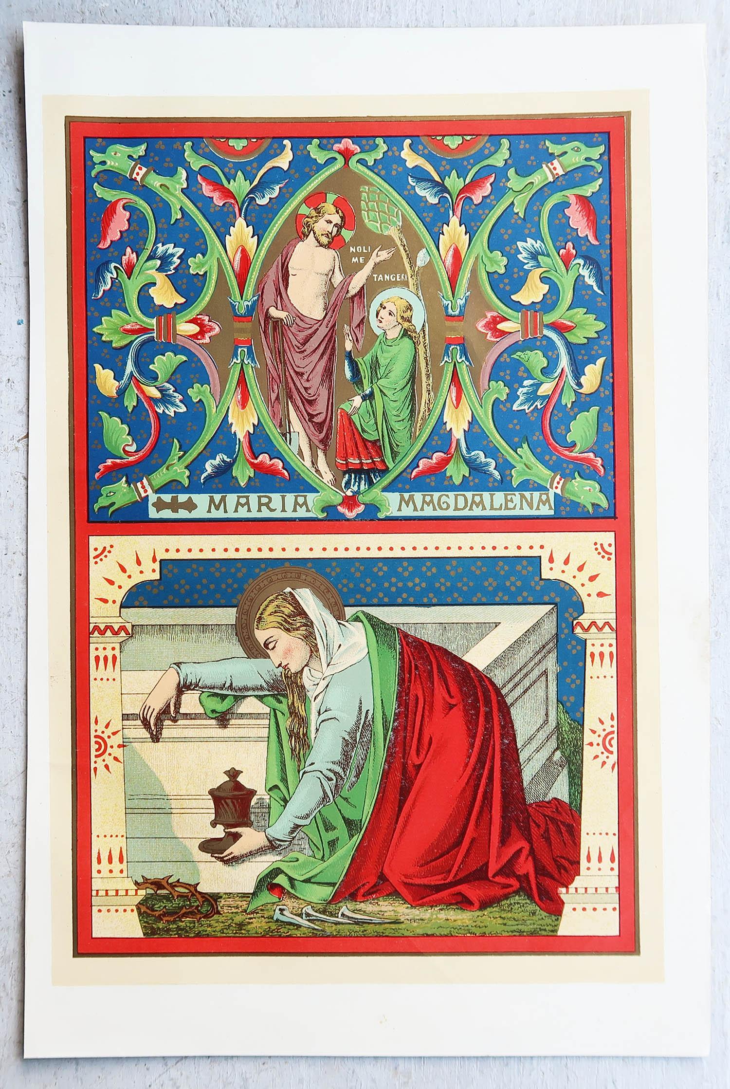 Anglais Original Antique Illuminated Print of Mary Magdalene C.1880 en vente