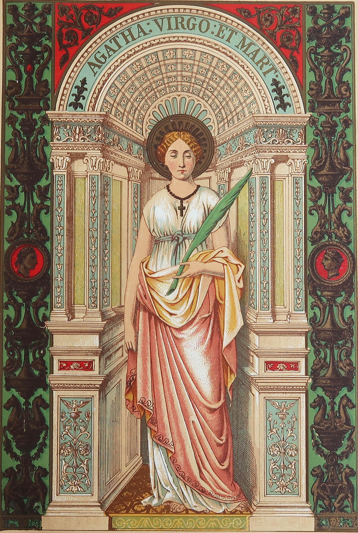 Wonderful print of St Agatha

Illuminated Chromolithograph 

Published circa 1880

Unframed.

Free shipping

The measurement is the paper size

