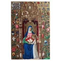 Stampa antica originale miniata di Sant'Anna. C.1880