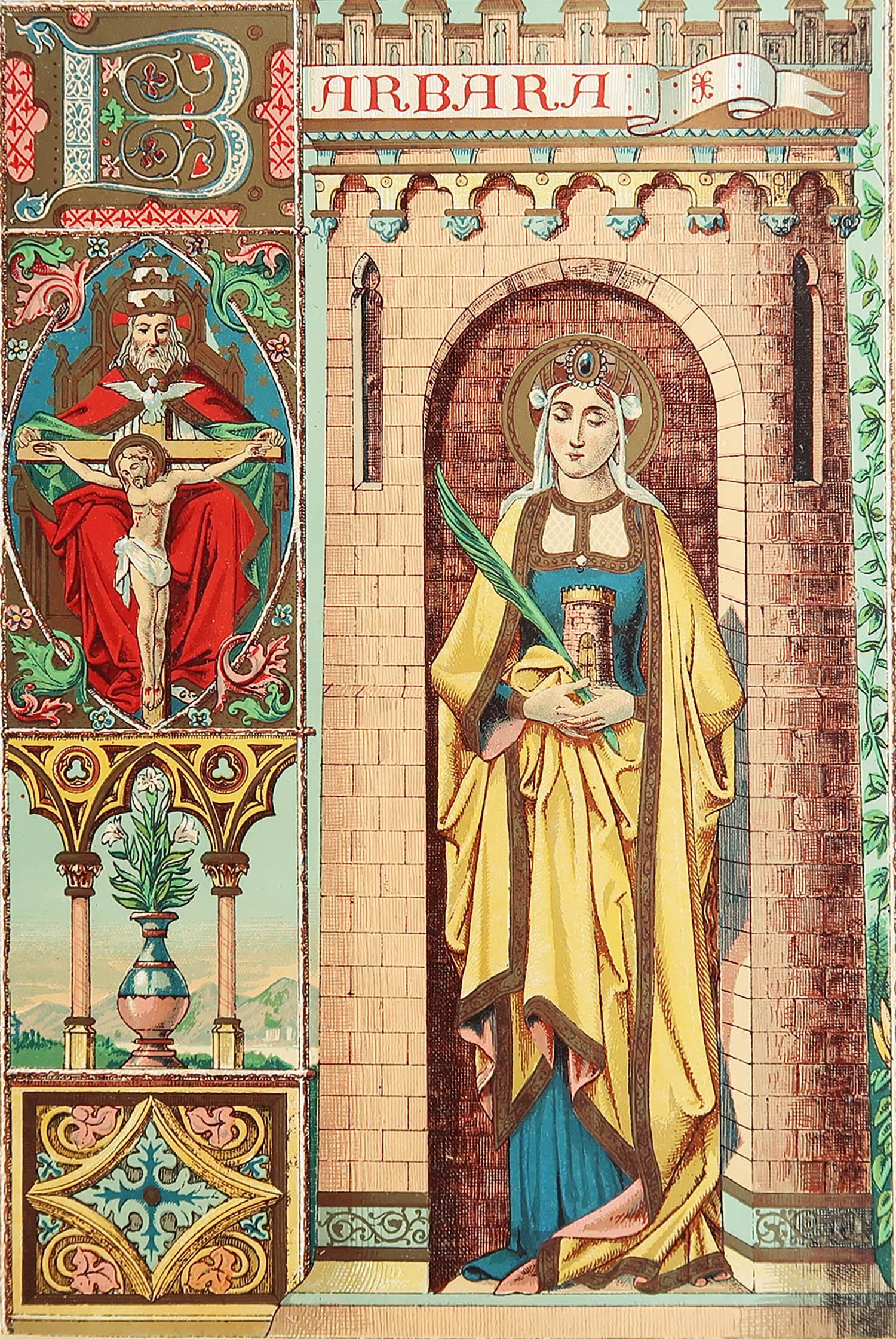 Merveilleuse gravure de Sainte-Barbara

Chromolithographie enluminée 

Publié vers 1880

Sans cadre.

Expédition gratuite

La mesure correspond au format du papier

