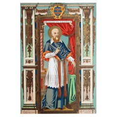 Original Antiker beleuchteter Originaldruck des Heiligen Franziskus der Vertreibung. C.1880