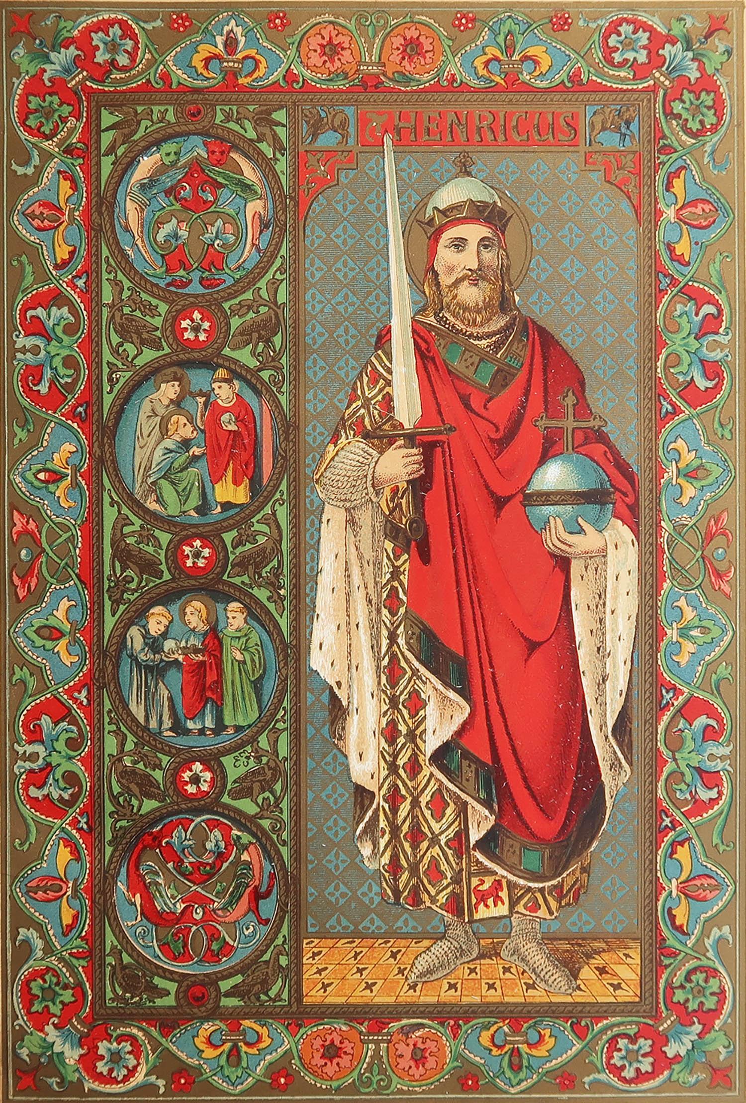 Wunderschöner Druck des Heiligen Heinrich II.

Beleuchtete Chromolithographie 

Veröffentlicht um 1880

Ungerahmt.

Stockflecken am Rand

Kostenloser Versand

Das Maß ist die Papiergröße

