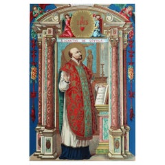 Impression originale enluminée de Saint Ignatius de Loyola C.1880