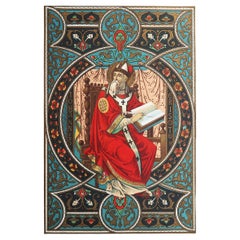 Original Antique Illuminated Print of St John Chrysostom. C.1880