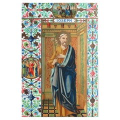 Original Antique Illuminated Print of St Joseph. C.1880