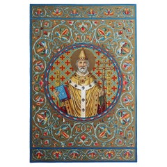 Original Antique Illuminated Print of St Leo The Great. C.1880