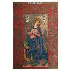 Original Antique Illuminated Print of St Margaret C.1880