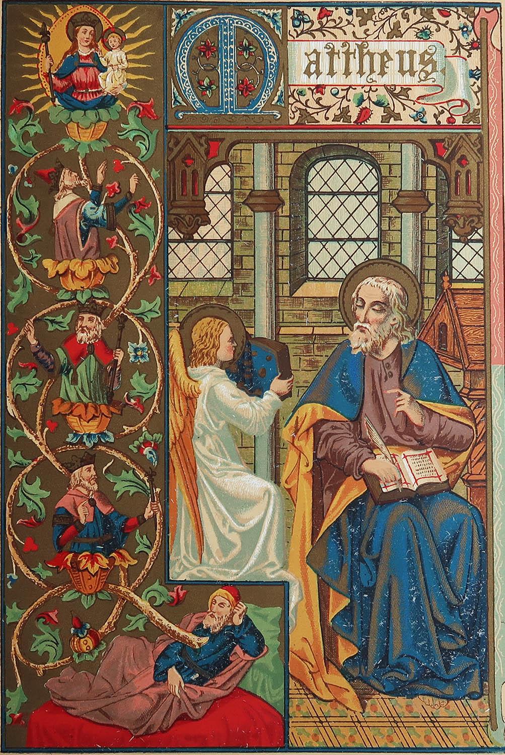 Merveilleuse gravure de Saint Matthieu

Chromolithographie enluminée 

Publié vers 1880

Sans cadre.

Expédition gratuite

La mesure correspond au format du papier

