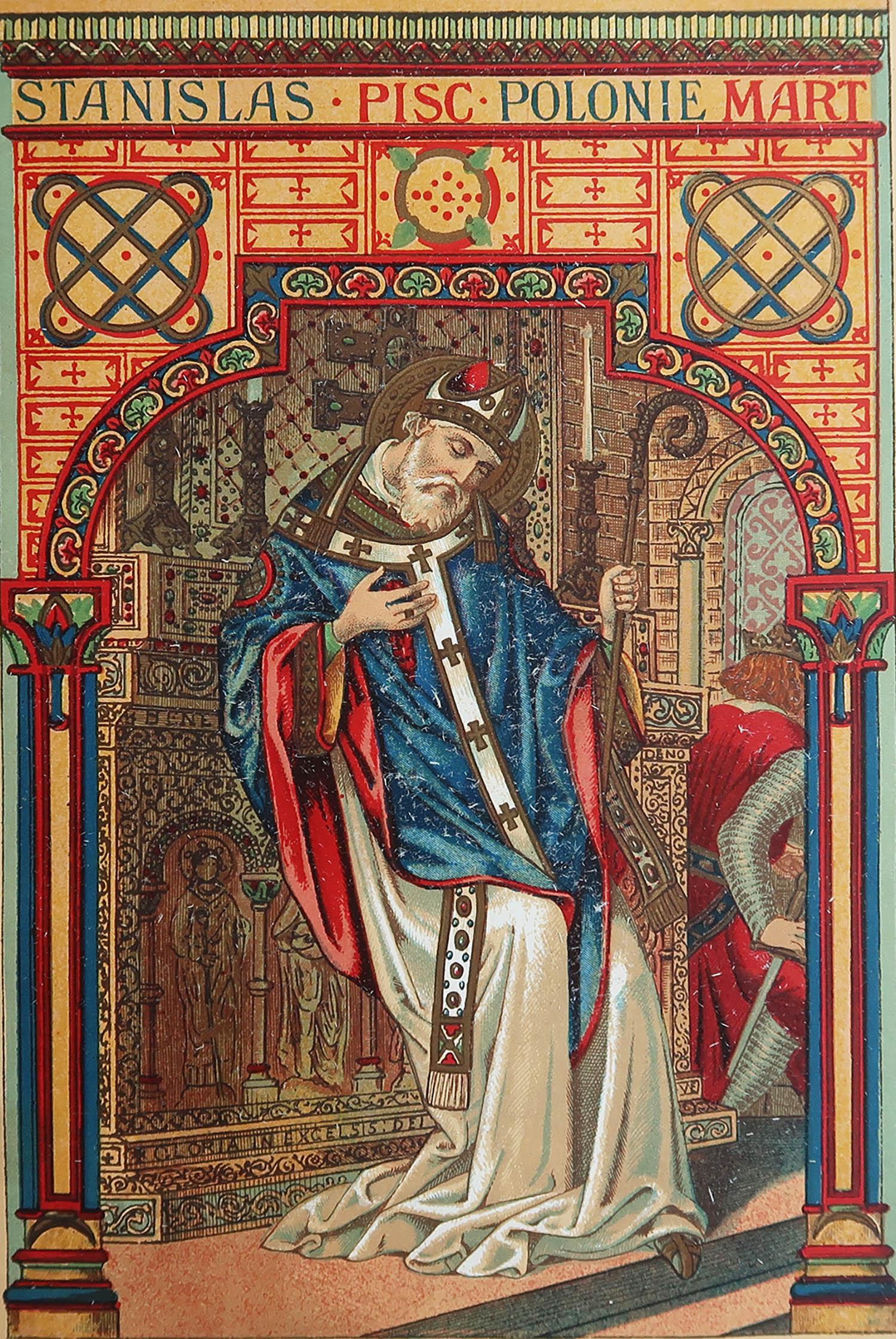 Wonderful print of St Stanislas

Illuminated Chromolithograph 

Published circa 1880

Unframed.

Free shipping

The measurement is the paper size

