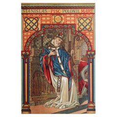 Original Antique Illuminated Print of St Stanislas. C.1880