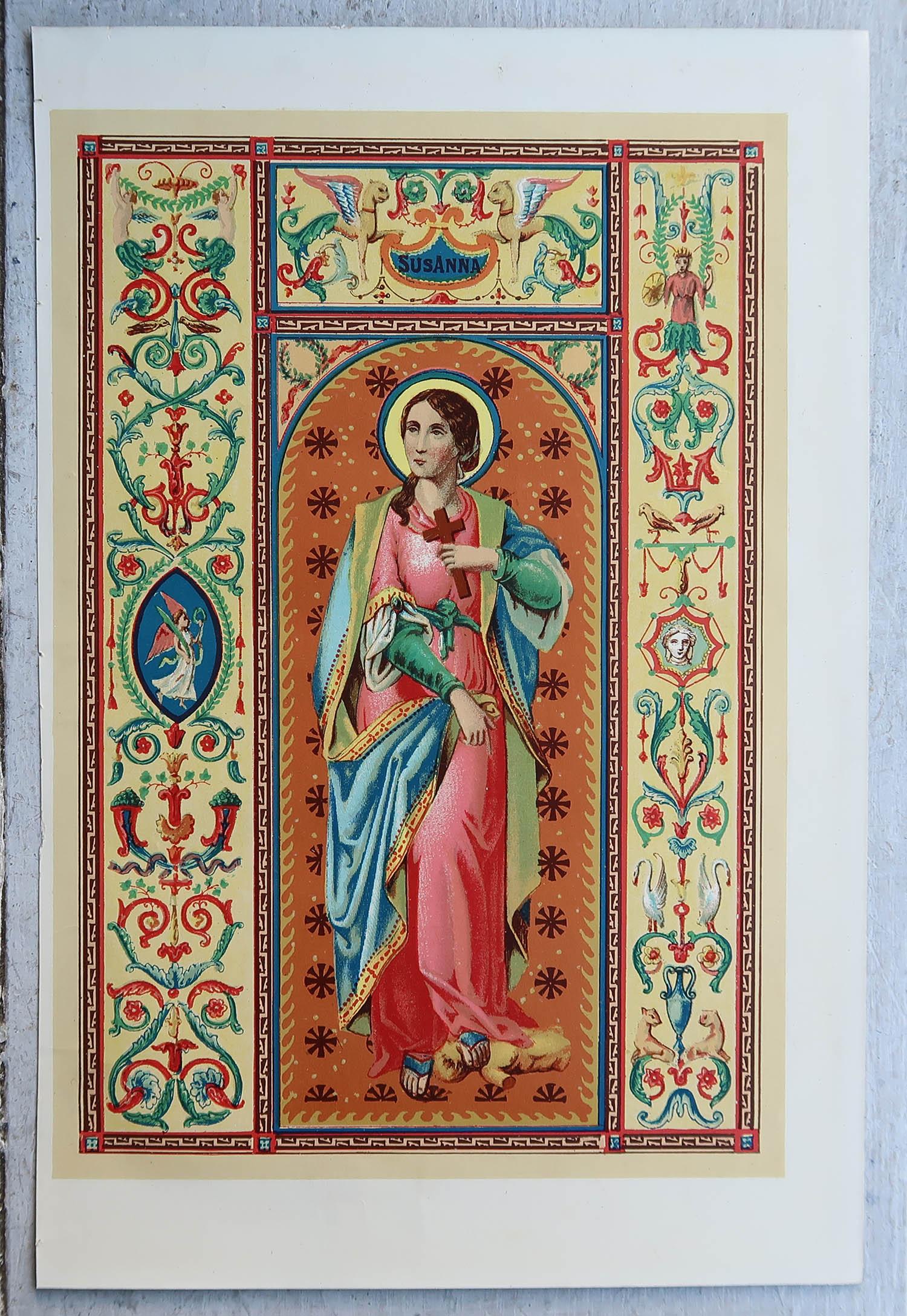 Gothique Impression ancienne éclairée de St Susanna d'Eleutheropolis. C.1880 en vente