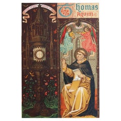 Impression originale enluminée de Saint Thomas Aquinas. C.1880