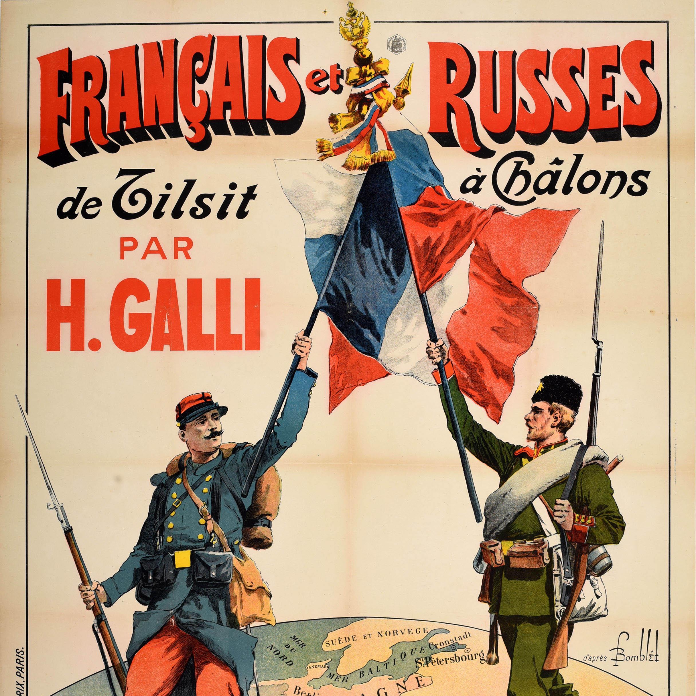 Francese Poster libro illustrato originale Antique French Russians Tilsit Chalons H. Galli in vendita