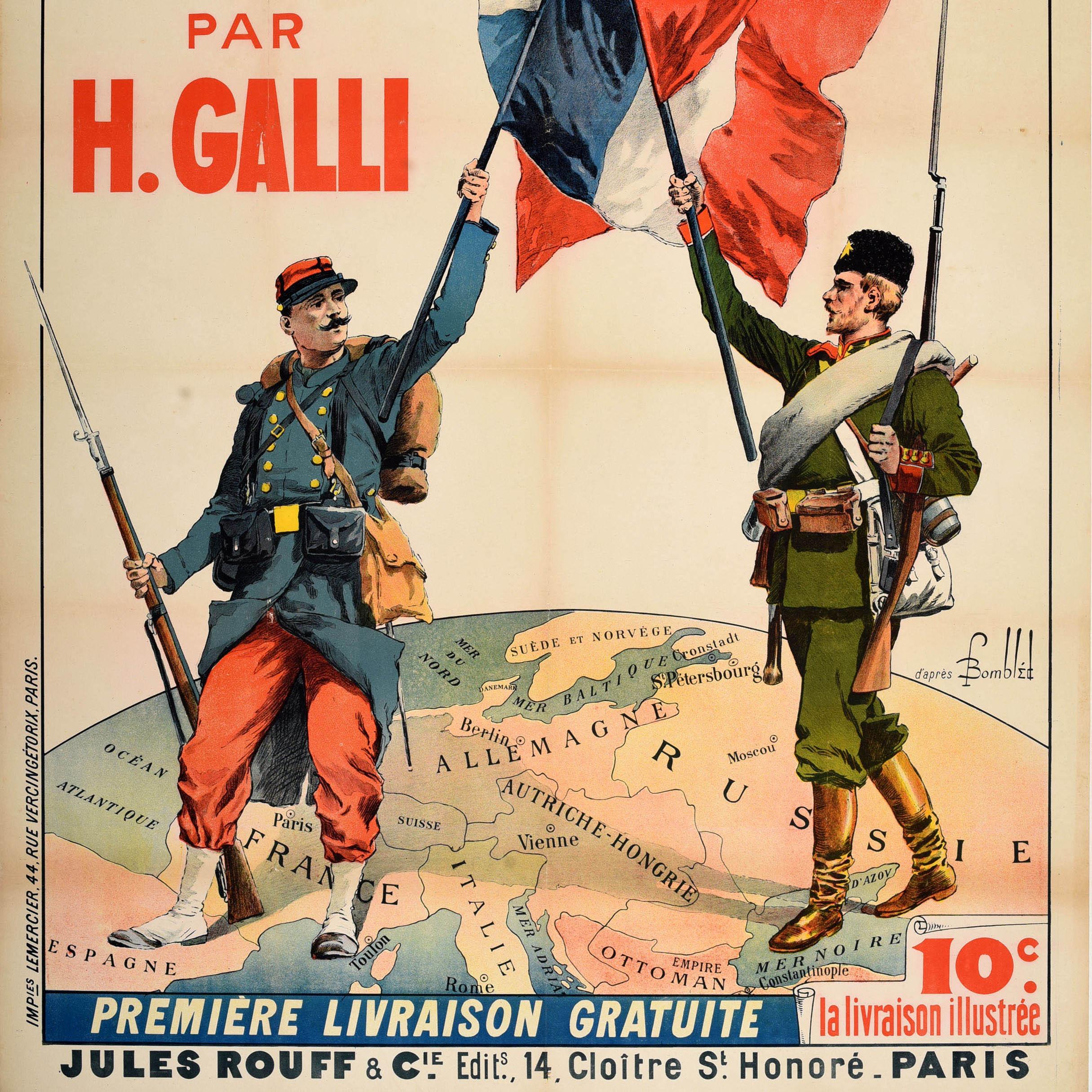 Poster libro illustrato originale Antique French Russians Tilsit Chalons H. Galli In condizioni buone in vendita a London, GB