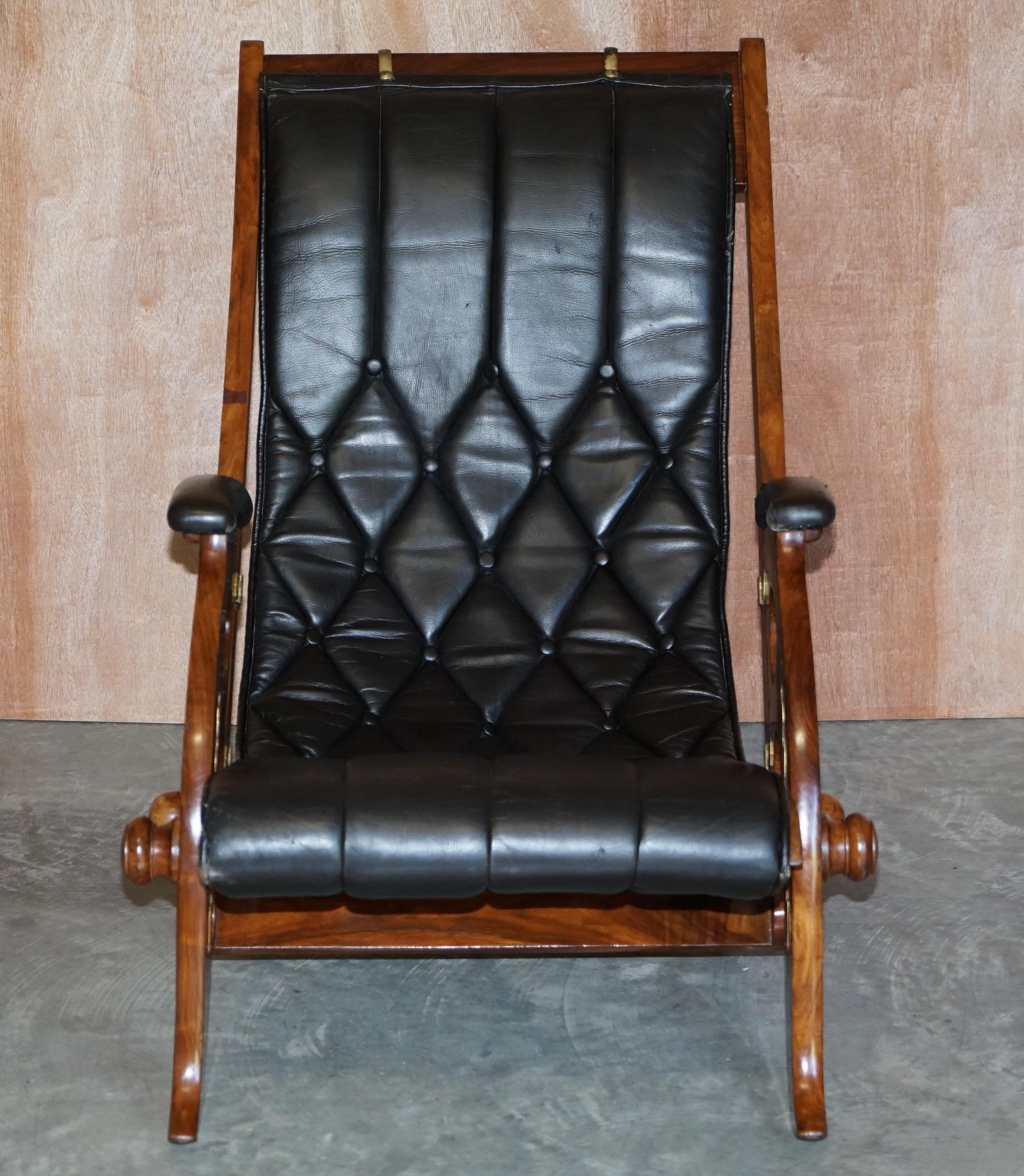 We are delighted to offer for sale absolutely stunning original 19th century Anglo Indian Campaign Military folding armchair is solid Elm with the original Rexene seat pad by J Herbert McNair

This chair was designed for style and comfort. The