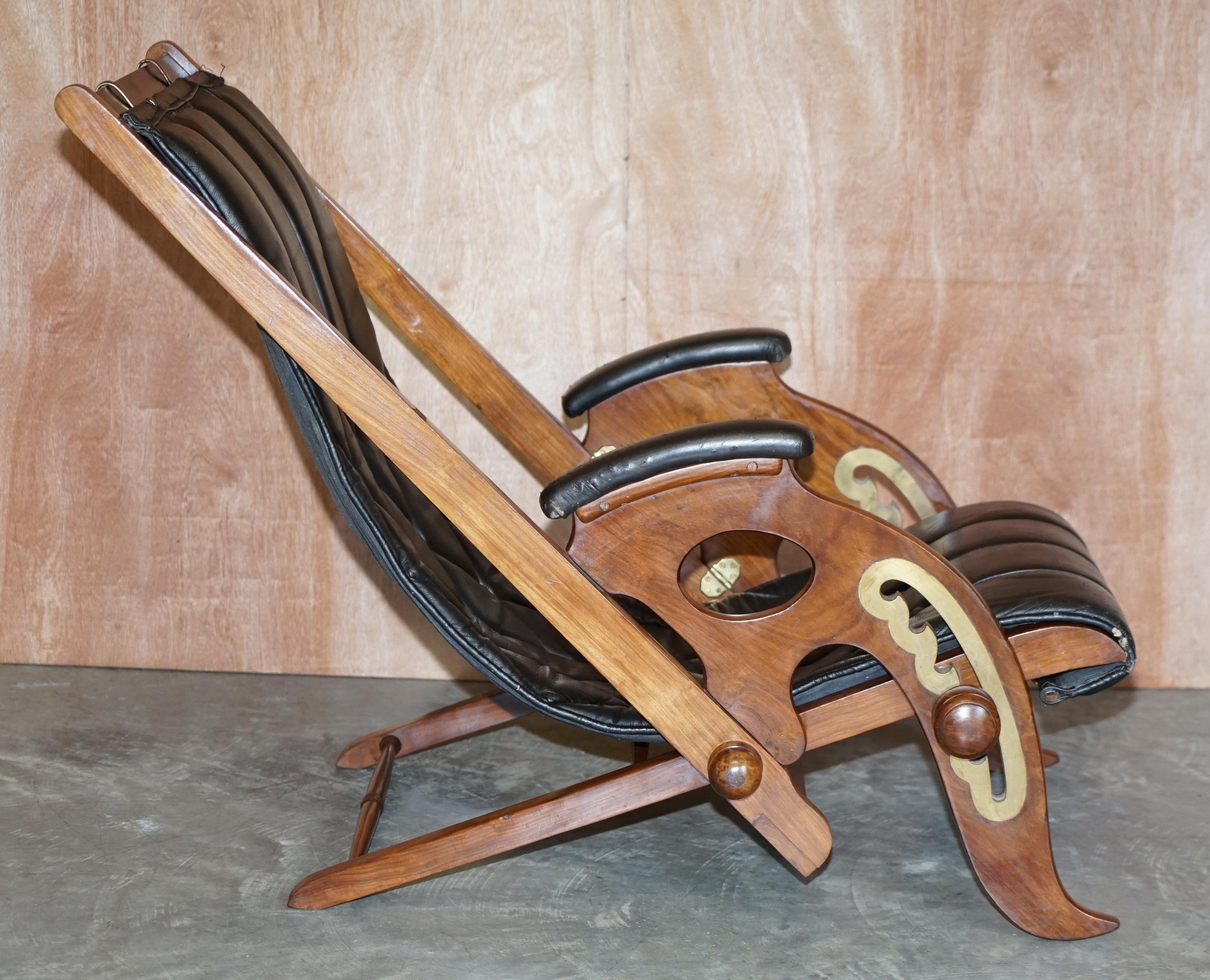 19th Century Original Antique J Herbert Macnair Elm Colonial Folding Military Campaign Chair
