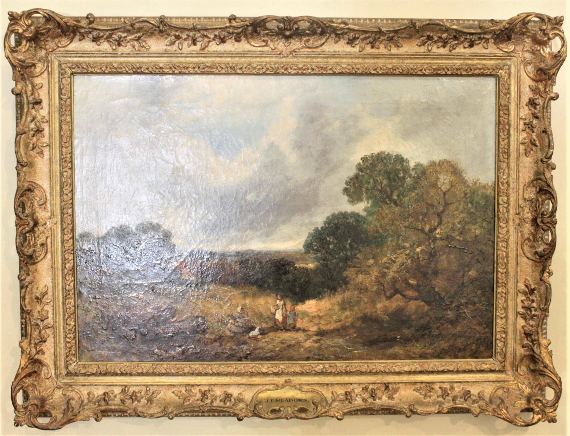 Original Antikes gerahmtes Ölgemälde auf Leinwand von James Edwin Meadows, ohne Titel, Original (Viktorianisch) im Angebot