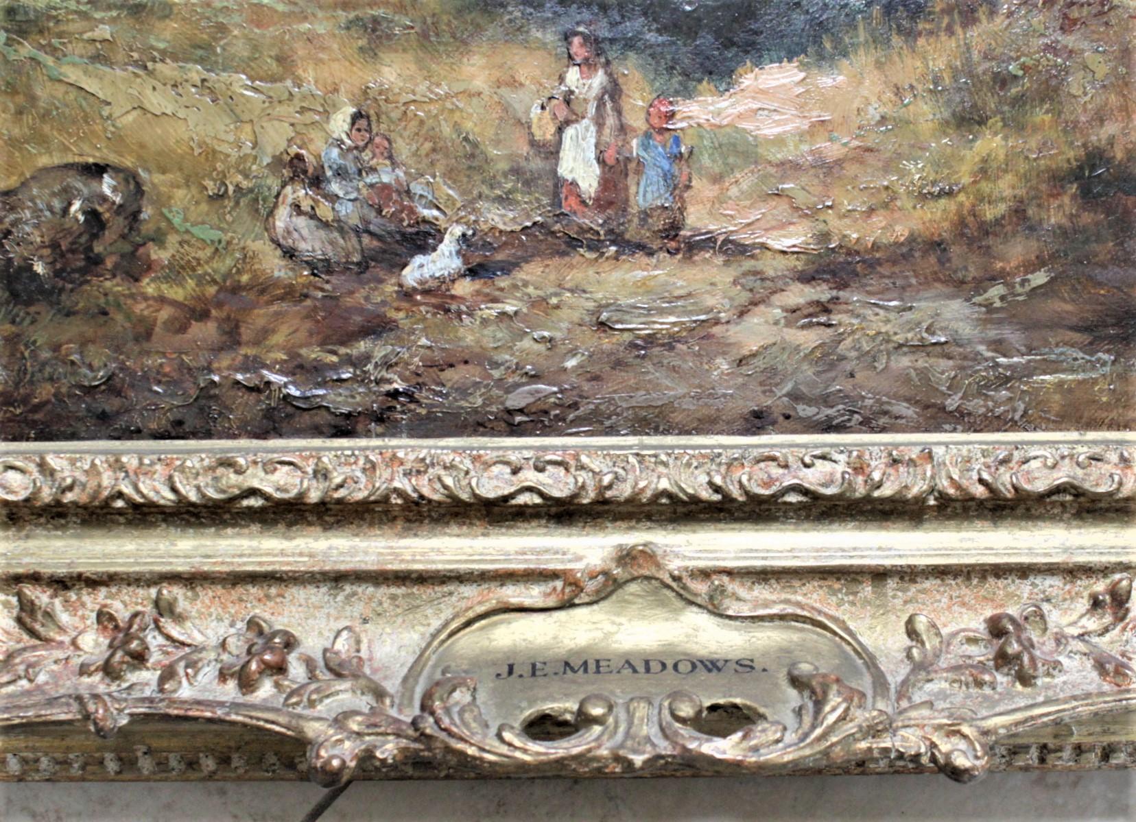 Original Antikes gerahmtes Ölgemälde auf Leinwand von James Edwin Meadows, ohne Titel, Original (19. Jahrhundert) im Angebot