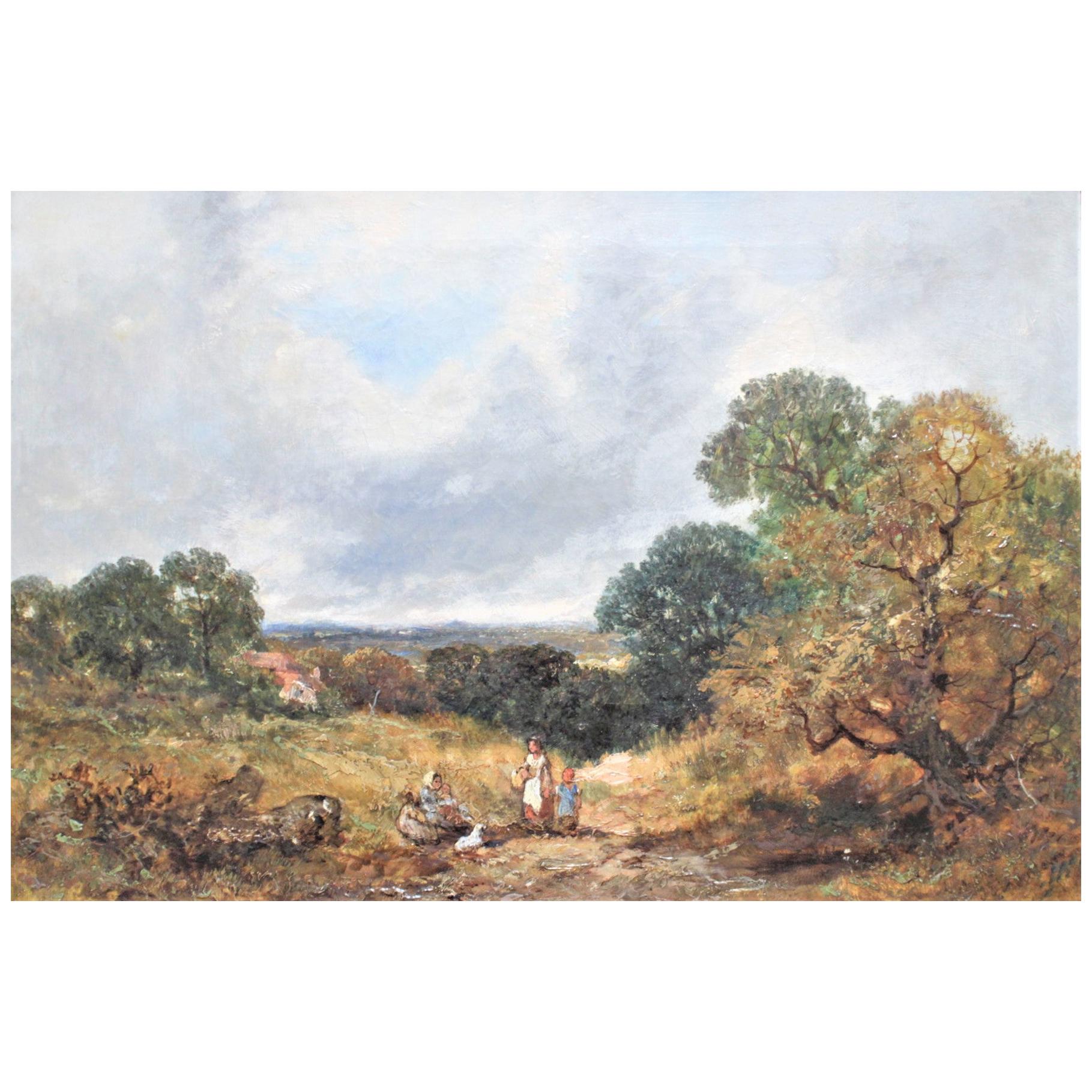 Peinture à l'huile originale et ancienne sur toile encadrée de James Edwin Meadows, sans titre