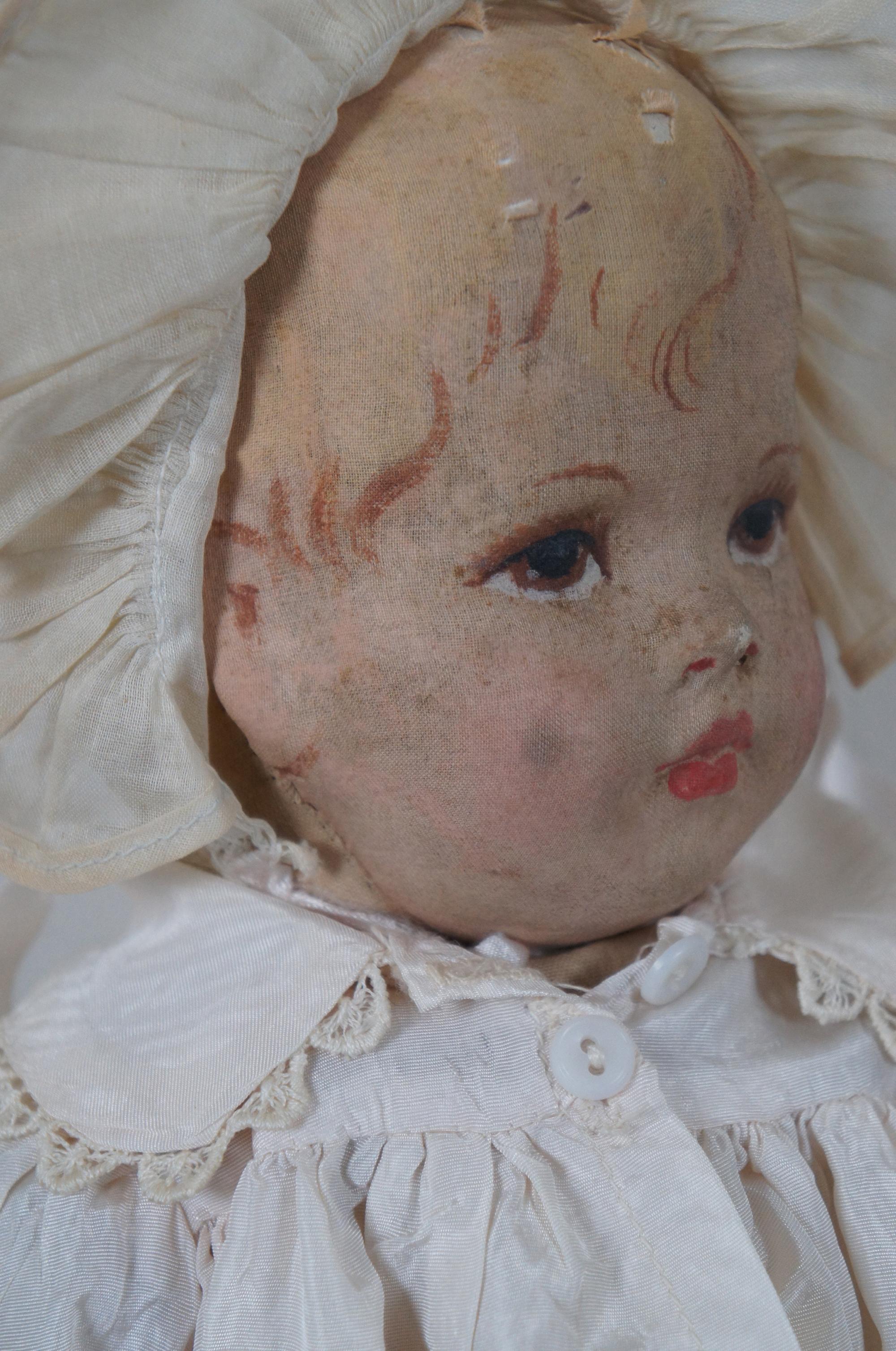 Original Antique Kathe Kruse Painted Cloth Baby Girl Doll, Germany 2