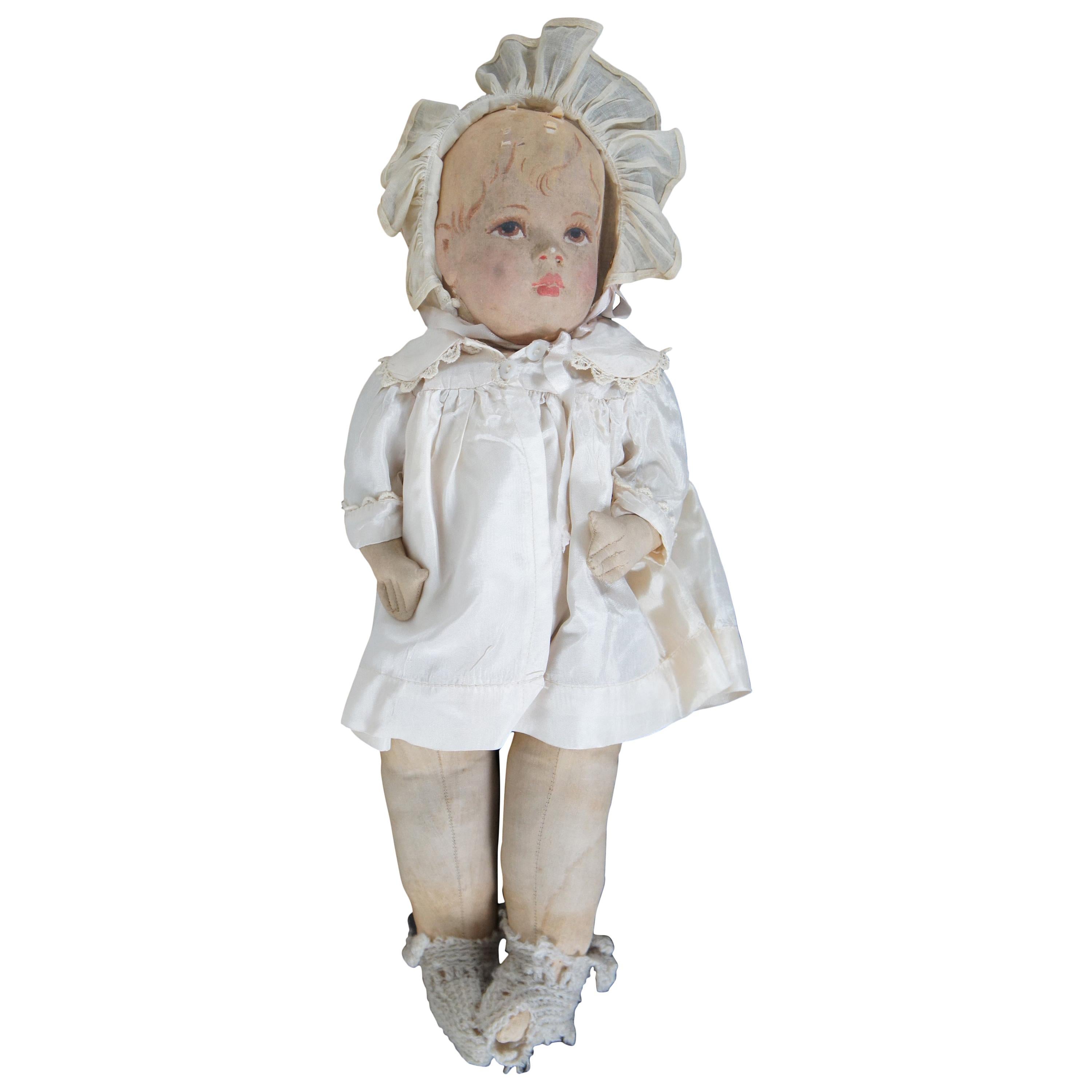 Original Antique Kathe Kruse Painted Cloth Baby Girl Doll, Germany