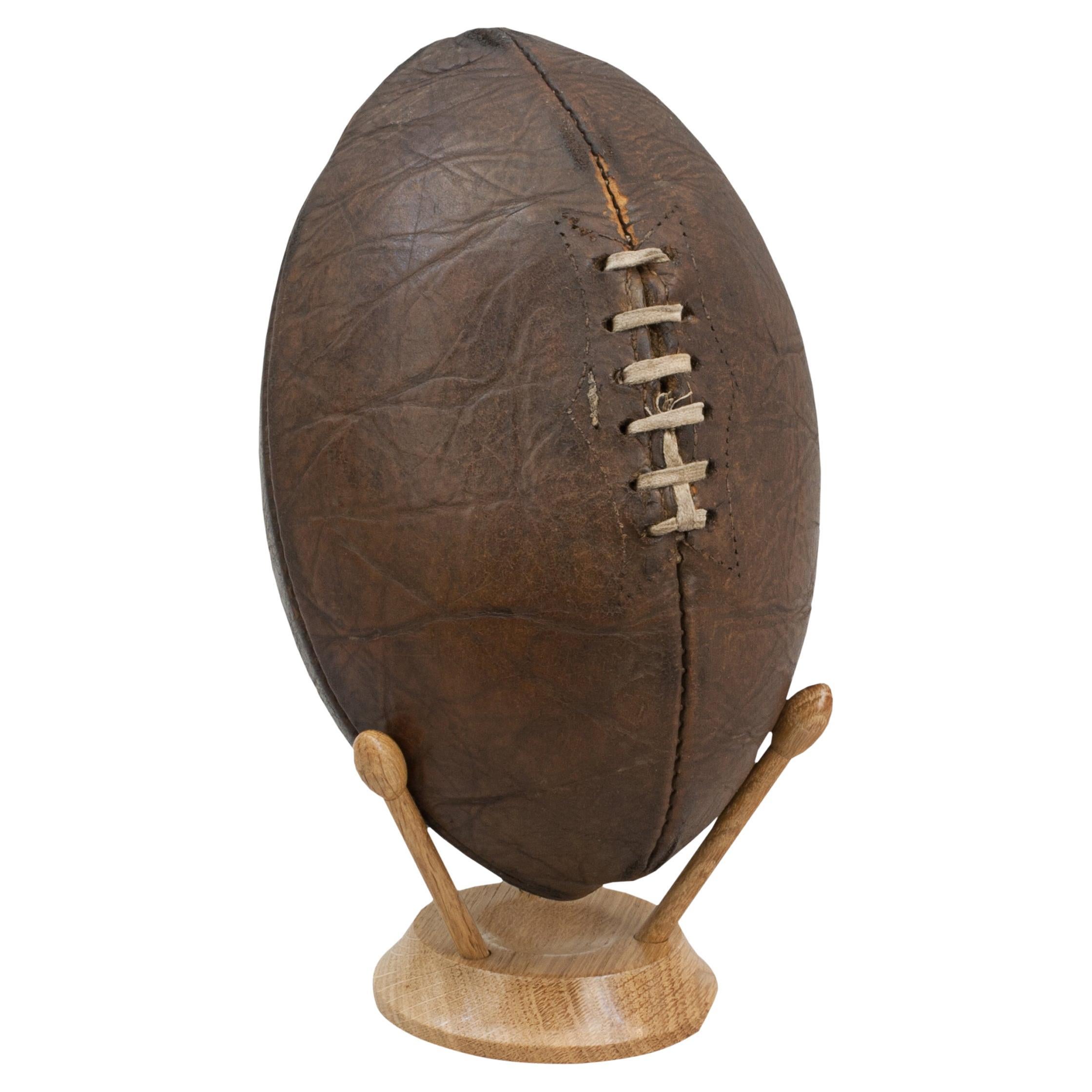 Antique Football / Rugby Boots in Brown Leather with Great Patina at