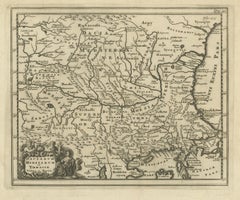 Original Antique Map centered on Bulgaria, Moldavia and Romania