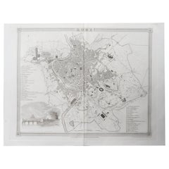 Original Antique Map / City Plan of Rome By J.Dower. Unframed, Circa 1835