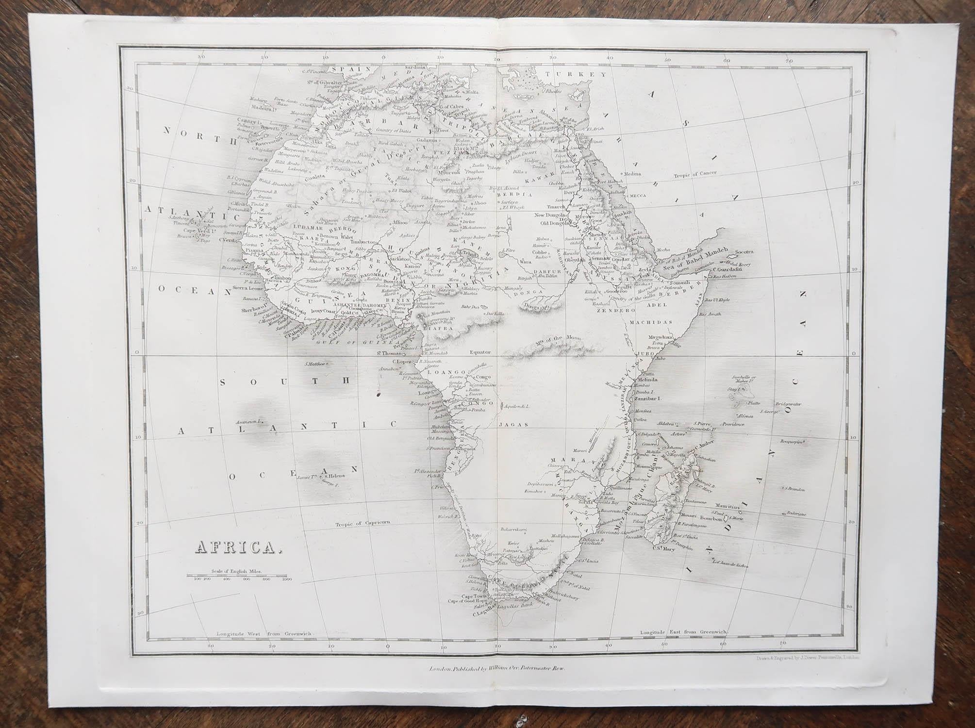 Anglais Carte ancienne originale de l'Afrique par Dower, vers 1835 en vente