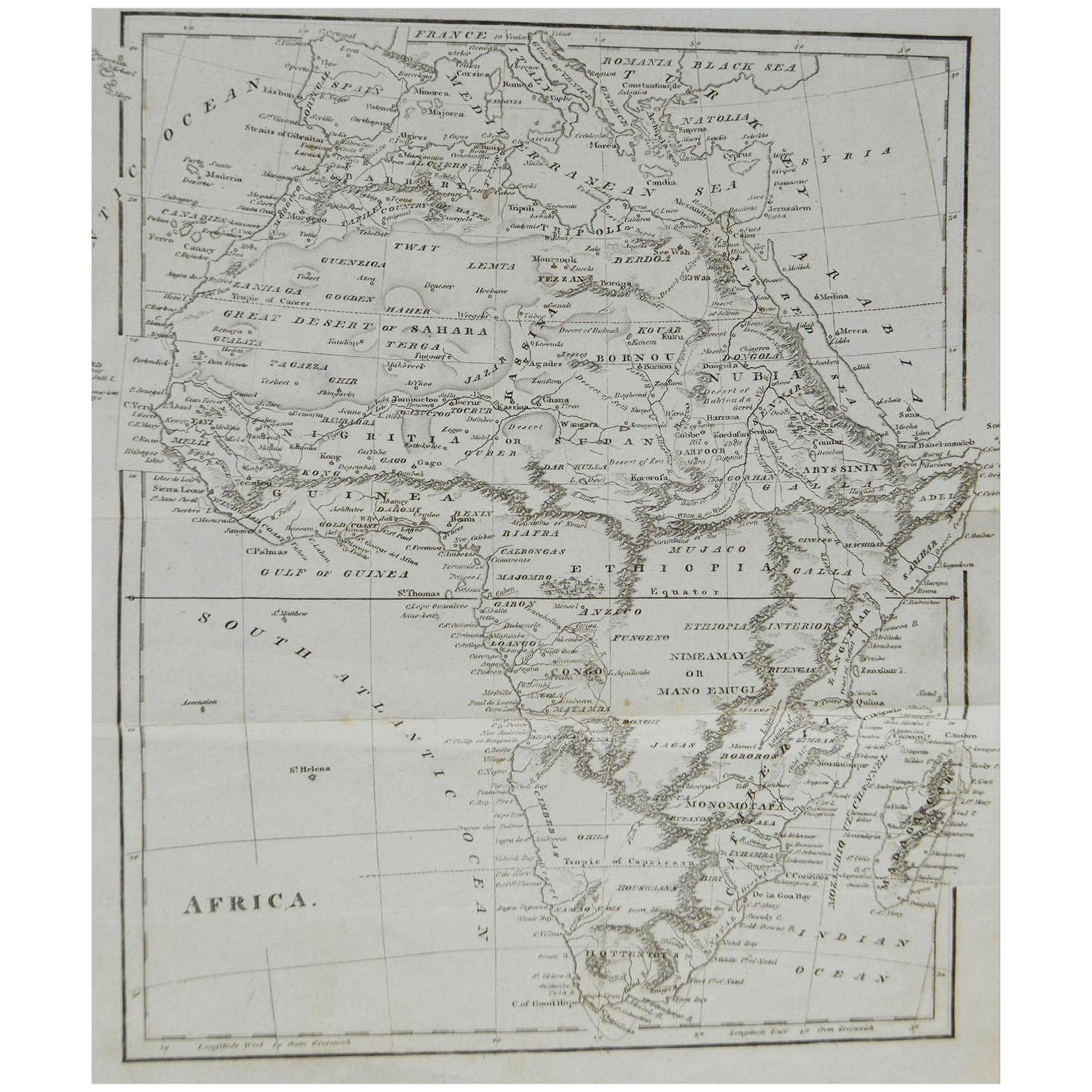 Original Antique Map of Africa, circa 1800