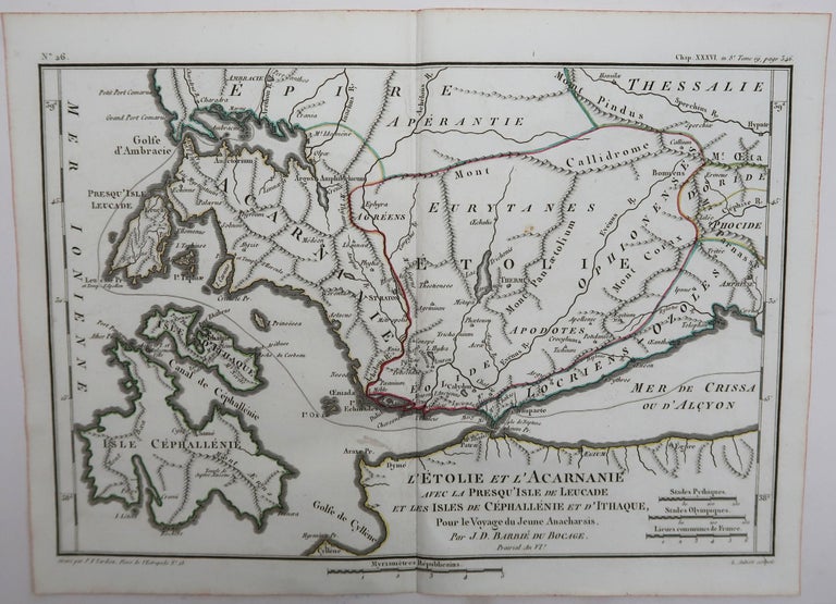 Other Original Antique Map of Ancient Greece, Acarnania & Aetolia, Ithaca, 1785