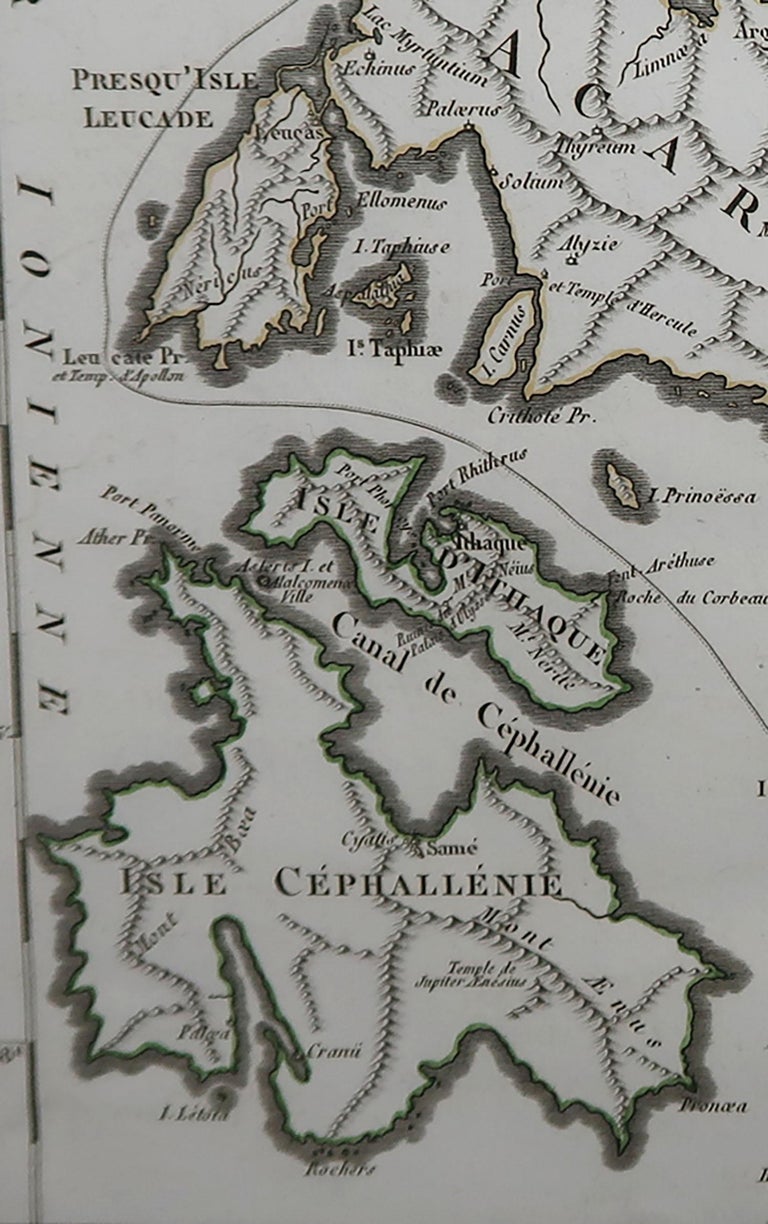 French Original Antique Map of Ancient Greece, Acarnania & Aetolia, Ithaca, 1785