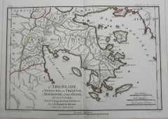 Original Antique Map of Ancient Greece, Argolis, Island of Hydra, 1785