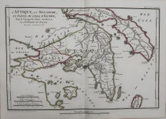Original Antique Map of Ancient Greece Attica, Athens, 1785