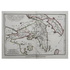 Original Antique Map of Ancient Greece Attica, Athens, 1785