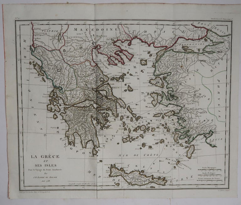 Other Original Antique Map of Ancient Greece by Barbie Du Bocage, 1788 For Sale