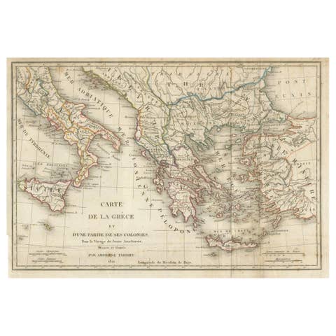 Original Antique Map of Ancient Greece & Greek Colonies - Tardieu, 1825