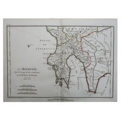 Original Antique Map of Ancient Greece, Messenia, 1786