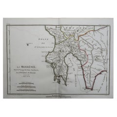 Original Antique Map of Ancient Greece, Messenia, 1786