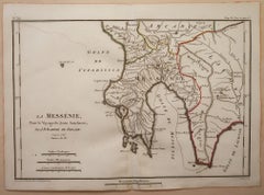 Original Antique Map of Ancient Greece, Messenia, 1786