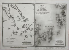Original Antique Map of Ancient Greece, the Cyclades, Greek Islands, 1785
