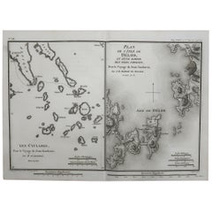 Original Antique Map of Ancient Greece, the Cyclades, Greek Islands, 1785